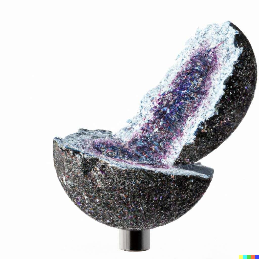 the discovery of gravity made out of a sparkling geode